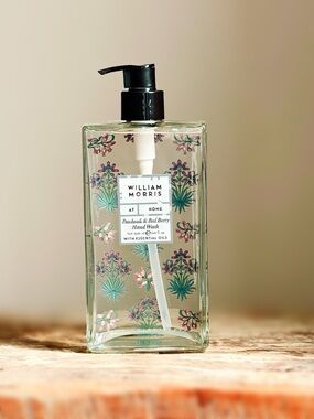 NEW William Morris Patchouli & Red Berry Hand Wash Glass Floral Bottle 16.9 OZ
